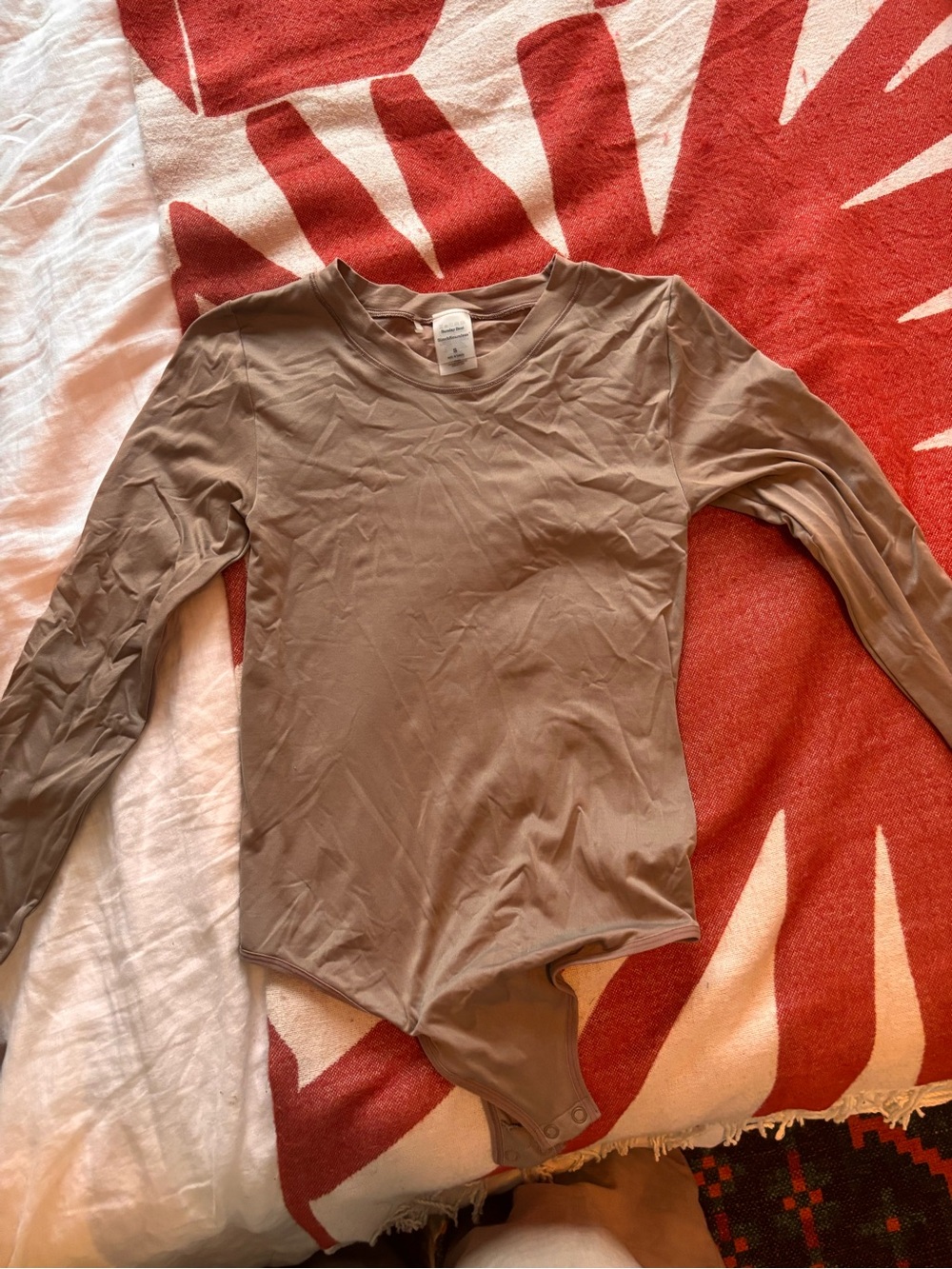 Sunday Best Long-Sleeve Bodysuit in Taupe